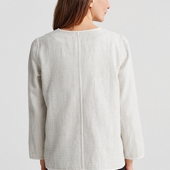 EILEEN FISHER REVERSIBLE COTTON KIMONO JACKET M Open Front Lagenlook Blazer - Picture 4 of 13